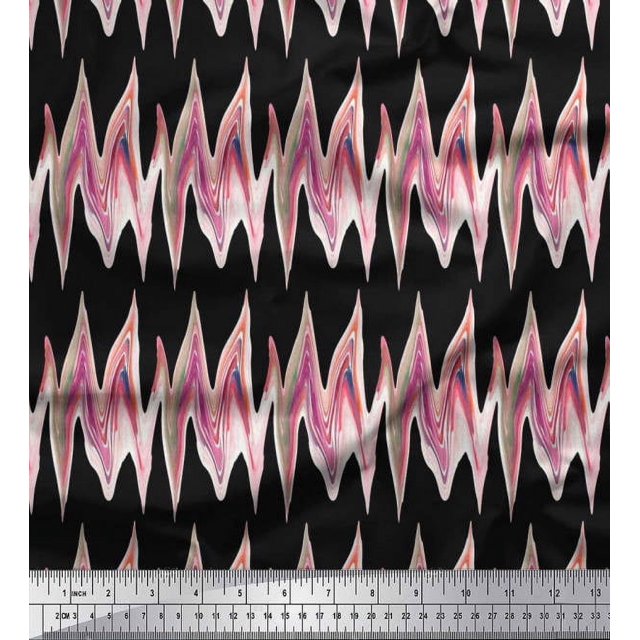 Soimoi Poly Georgette Fabric Zig Zag Abstract Print Fabric by the Yard 52 Inch Wide