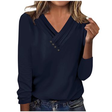 yoeyez Women's Long Sleeve Tunic Tops for Leggings V Neck Button Casual Blouse T Shirt fashion Print Summer Pullover Top 2025 Coffee S