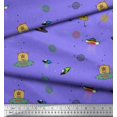 thumbnail image 2 of Soimoi Modal Satin Fabric Planet,Animal & Spaceship Cartoon Decor Fabric Printed Yard 42 Inch Wide, 2 of 3