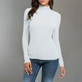 thumbnail image 1 of Mefallenssiah Mode Femmes Col Roulé Uni Manches Longues Tricot T-Shirt Ajusté Blouse Hauts Blanc TG, 1 of 5