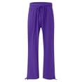 thumbnail image 4 of Yuyuzo Womens Pants Solid Color Elastic Waist Drawstring Casual Wide Leg Pants Ladies Loose Lounge Pants For Workout, 4 of 7