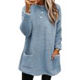 thumbnail image 1 of LUXUR Women Fuzzy Fleece T Shirt Loose Work Tops Light Blue L, 1 of 2