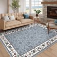 thumbnail image 2 of Garvee 10x13 Modern Bordered Area Rugs Floral Print Rug, Ultra-Soft Low Pile Non Slip Carpet Washable Stain Resistant Rug for Living Room Bedroom Home Office, Grey, 2 of 8