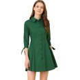 thumbnail image 1 of INSPIRE CHIC Robe-Chemise Patineuse en Coton pour Femmes à Col, Manches 3/4, Boutonnée, 1 of 5