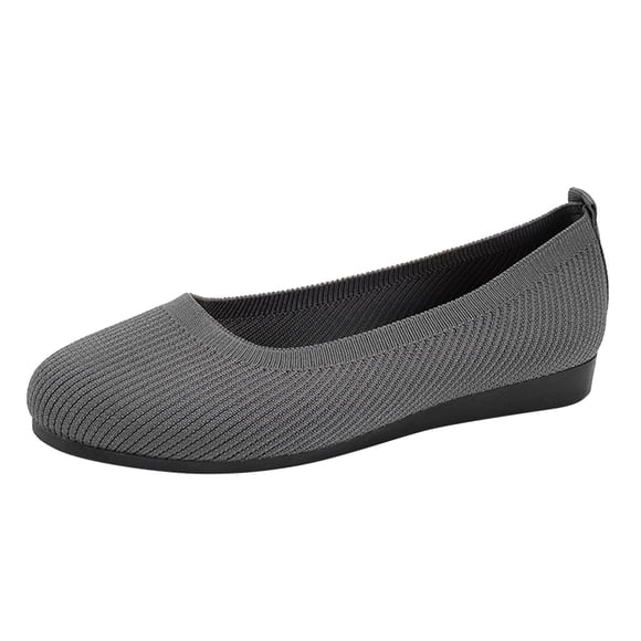 2025 Ladies Solid Color Business Casual Shoes for Women Wide Breathable Knitting Round Head Women Wide Width Shoes Casual Flat Comfortable Casual Single Shoes