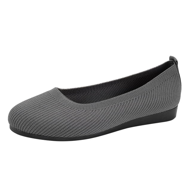Kcodviy Chaussures Respirantes Unies pour Femmes, Décontractées, à Enfiler, Tricotées, Bout Rond, Plates, pour Femmes, Chaussures d'Été Décontractées, Chaussures Décontractées Confortables