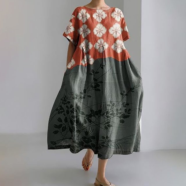 Hamky Robe T-Shirt Robe Maxi Robe à Manches Courtes Robe pour Femmes Grande Taille Surdimensionnée Ample Bohème Florale Coton Robes Maxi Fluides Décontractées Amples Longue Robe Robes Modestes Robes pour Femmes Robe Noire TTG