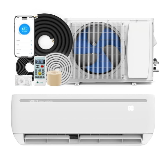 DEXTRUS Climatiseur Divisé 24 000 BTU avec Thermopompe, 18,5 SEER², Sans Conduit, pour une Superficie de 140 M², Compatible Wi-Fi et Alexa, Ensemble d'Installation Inclus