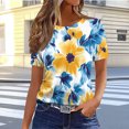 thumbnail image 2 of Pisexur Hauts pour Femmes, Hauts de Printemps pour Femmes 2025, Hauts pour Dames, T-shirt Imprimé Décontracté et Tendance pour Femmes avec Col Rond et Manches Courtes Jaune, TG, 2 of 5