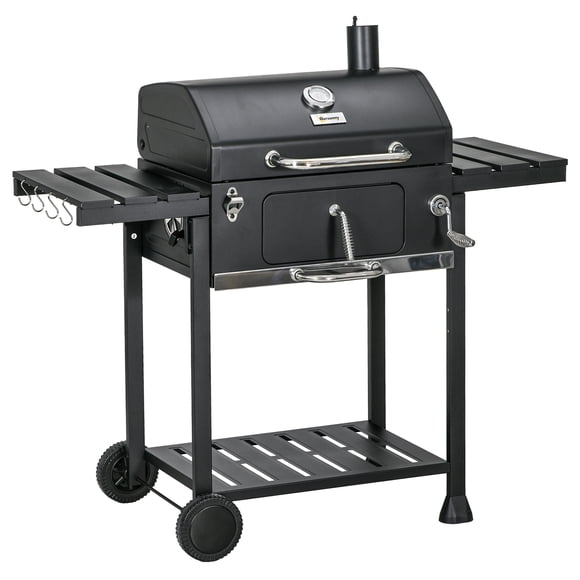 Outsunny Barbecue au Charbon avec Poêle à Charbon Réglable, Barbecue