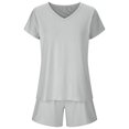 thumbnail image 4 of Birdeem Womens Summer Short Sleeve V-Neck Tops Shorts Comfortable Homewear Two-Piece Set, 4 of 8