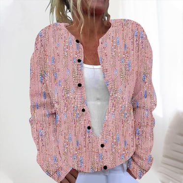 LOVZFMLL Cardigan for Women Ladies' Casual Printed Knitted Cardigan With Button Up Jacket And Top