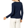 thumbnail image 3 of INSPIRE CHIC Women's Tie Front Long Sleeve Ruffled Hem Open Front Knit Cardigan L Blue, 3 of 8