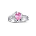 thumbnail image 1 of RYLOS Rings for Women Sterling Silver Swirl Z Ring 7X5MM Oval Gemstone &  Diamond Rings October Pink Ice Jewelry Size 7, 1 of 7