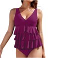 thumbnail image 1 of Dvprdro Tankinis pour Femmes Été Col en V Froncé à Volants Maillots de Bain Unis, 1 of 5