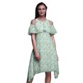 thumbnail image 1 of Bimba Green Floral Print Flutter Sleeve Womens Party Tunic Cold Shoulder Midi Dress - X-Small, 1 of 6