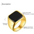 thumbnail image 2 of ORUYROP Solid Stainless Steel Mens Signet Ring Setting with Black Onyx / Turquoise Classic Band Rings Gift Size 7-13, 2 of 5