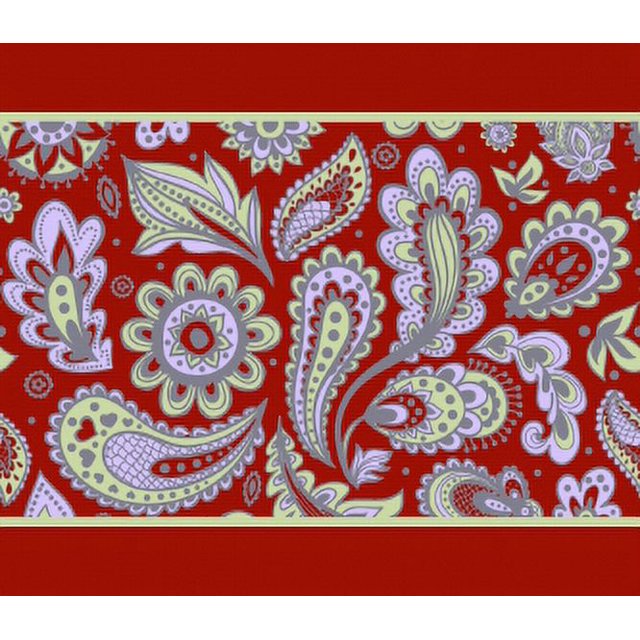 IBA Indianbeautifulart Feuilles Rouges et Ruban Artistique Floral Bordure Lacets de Tissu pour Artisanat Velours Imprimé Bordure 9 Yards Accessoires de Couture 4 Pouces
