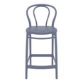 thumbnail image 3 of Compamia Victor Tabouret de Comptoir Contemporain en Résine pour Intérieur et Extérieur - Ensemble de 1, Gris Foncé, 3 of 5