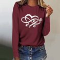 thumbnail image 2 of Pisexur Hauts pour Femmes Mode d'Automne T-Shirt à Imprimé Graphique Cœur Col Rond Manches Longues Chemises pour Femmes Chic Décontracté Hauts de Sortie Confort Polyvalent Blouses Légères, 2 of 5