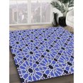 thumbnail image 3 of Ahgly Company Tapis Rond Lavable en Machine Intérieur Transitionnel Bleu Ange, 5 Pieds Rond, 3 of 7