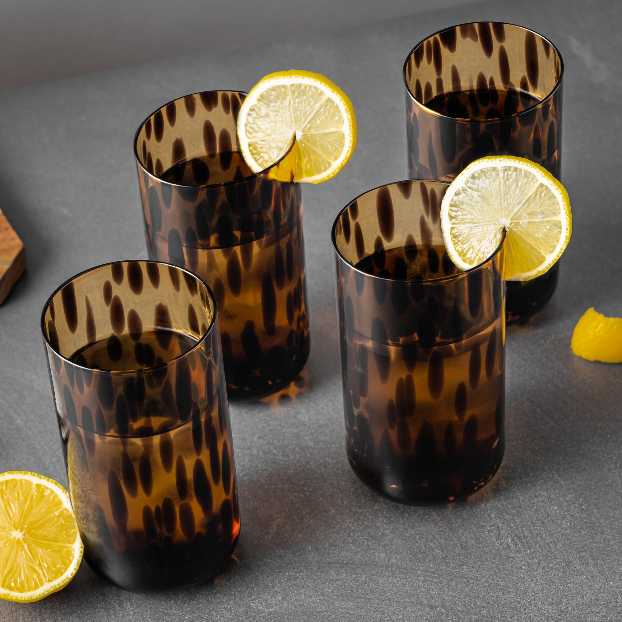 Verres à boire Thyme & Table 20 fl oz motif tortue brune, lot de 4