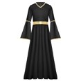 thumbnail image 3 of iiniim Robe d'Ange d'Halloween pour Filles à Manches Longues, Bordure Dorée, Déesses de Princesse, Toge, Robe de Fête, Louange, Noir 14, 3 of 6