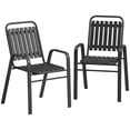 thumbnail image 1 of Outsunny Outdoor Dining Chairs Set of 2, Stackable Patio Chairs, Black, 1 of 10