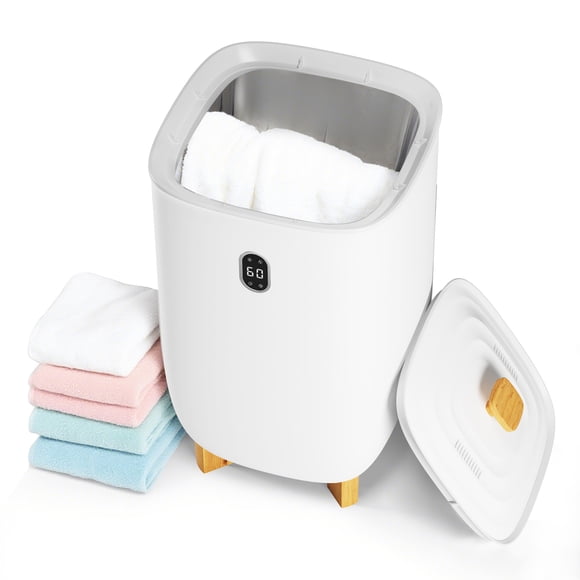 35L Electric Towel Warmer & Dryer Bucket – Heating & Drying Modes, LED Display, Timer, Auto Shut-Off, Compact Portable Bathroom, Spa & Home Blanket Heater – White ABS