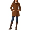 thumbnail image 2 of INSPIRE CHIC Manteaux pour Femmes Col Peter Pan Boutonnage Simple devant à Boutons Manteaux d'Hiver TP Brun, 2 of 7