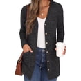 thumbnail image 1 of Innerwin Cardigan en Tricot à Manches Longues pour Femmes, Vêtement d'Extérieur, Vacances, Couleur Unie, Cardigans Doux, Noir G, 1 of 3