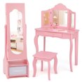 thumbnail image 1 of Costway Kids Vanity Set Princess Makeup Dressing Table & Chair Set with Jewelry Armoire Pink, 1 of 9