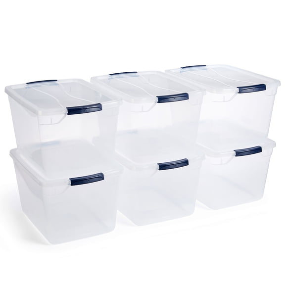 Rubbermaid Cleverstore Bac de Rangement en Plastique de 32 Pintes avec Couvercle (Lot de 6)