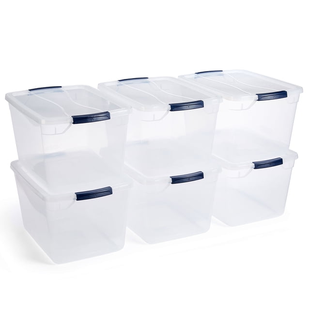 Rubbermaid Cleverstore Bac de Rangement en Plastique de 32 Pintes avec Couvercle (Lot de 6)