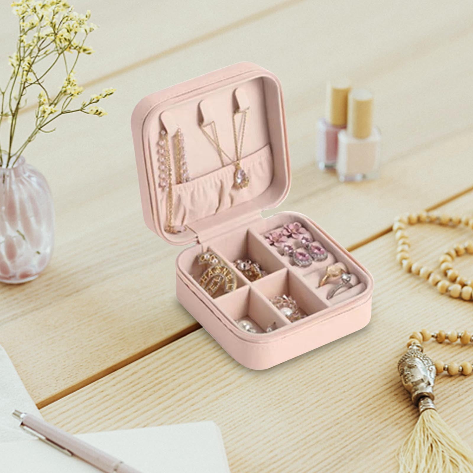 TopLLC Earring Ring Jewelry Display Storage Box Case Organizer Flannel Tray Holder Gift on Clearance