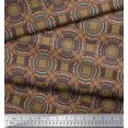 thumbnail image 3 of Soimoi Brown polyester Crepe Fabric Mandala Geometric Printed Craft Fabric by the Yard 52 Inch Wide, 3 of 5