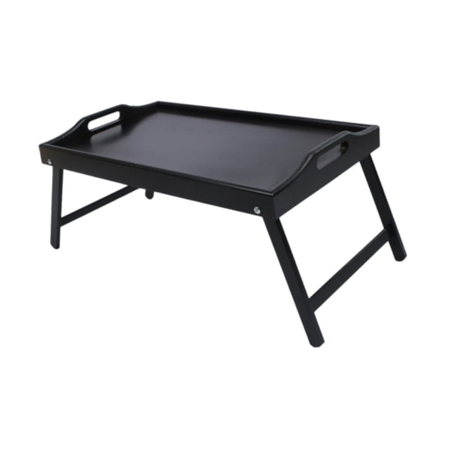 DOLITY Bamboo Breakfast Tray Flexible Portable Laptop Desk for Sofa Couch Floor black
