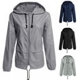 thumbnail image 3 of Veste de Printemps pour Femme, Veste Imperméable Mode, Manteau Isolé Coupe-Vent Extérieur (Bleu Foncé), 3 of 5