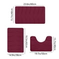 thumbnail image 3 of Fridja 3pcs Bathroom Rugs Bath Mat Toilet Mats Soft Comfortable Non-Slip Bathroom Rug Set Bath Mats for Bathroom Machine Washable Bath Mat Bathroom Rug Sets, Red, 3 of 5