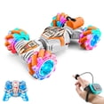 thumbnail image 2 of White Orange Deformable Stunt Rc Car 4Wd Spray Lights Music Abs Plastic 7.8 Inches Rechargeable Remote Control Vehicle For Kids Ages 6-12 Years Racing Toy D, 2 of 9