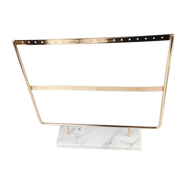 lionlar Marble Base Jewelry Rack Metal Earring Display Stand 2 Tier White Base