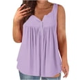 thumbnail image 1 of Dealovy Débardeurs Grande Taille pour Femmes Décontracté Sans Manches Col Rond Boutons Froncés Couleur Unie T-Shirts Amples Fluides, 1 of 5