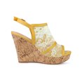 thumbnail image 3 of BLISSFUL STEP Women's Shoes Open Toe Platform Heel Laces Wedges Sandals Yellow Green 6, 3 of 7