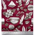 thumbnail image 1 of Soimoi Rayon Crepe Fabric Tea Cup,Lemon Slice & Ginger Vegetable Printed Craft Fabric by the Yard 46 Inch Wide, 1 of 3