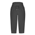 thumbnail image 4 of Timegard Womens Yoga Pants Drawstring High Waist Workout Cropped Pants Athletic Capri Pants with Pockets, 4 of 7