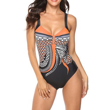 RKSTN One Piece Swimsuit Women Ruffles Print Bodysuit Sexy Backless Halter Beach Bikini Swimwear Bathing Suits