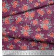 thumbnail image 2 of Soimoi Tissu en Velours Feuilles & Roses Imprimés Floraux au Mètre 58 Pouces de Large, 2 of 3