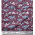 thumbnail image 1 of Soimoi Moss Georgette Fabric Clouds & Bullfinch Bird Print Sewing Fabric Yard 42 Inch Wide, 1 of 3