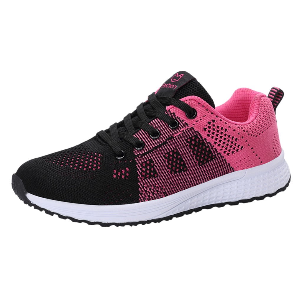 Kcodviy Femmes Maille Uni Antidérapant Lite Espadrilles Femme à Lacets Chaussure Espadrilles Décontractées Course Espadrilles pour Femmes Chaussure Étudiante Chaussure de Course