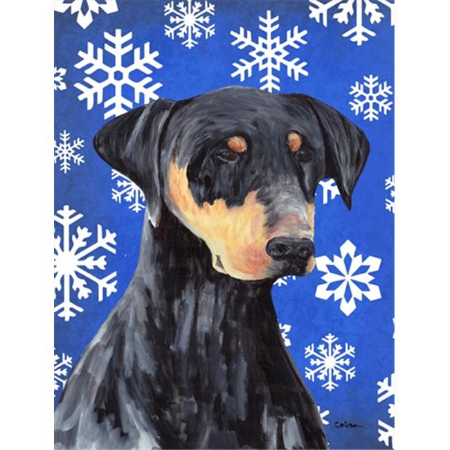 11 x 15 Po. Drapeau de Jardin d'Hiver Doberman